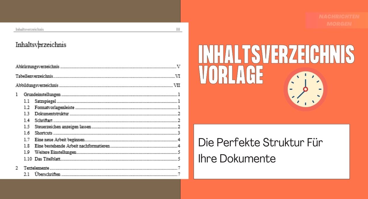 Inhaltsverzeichnis Vorlage