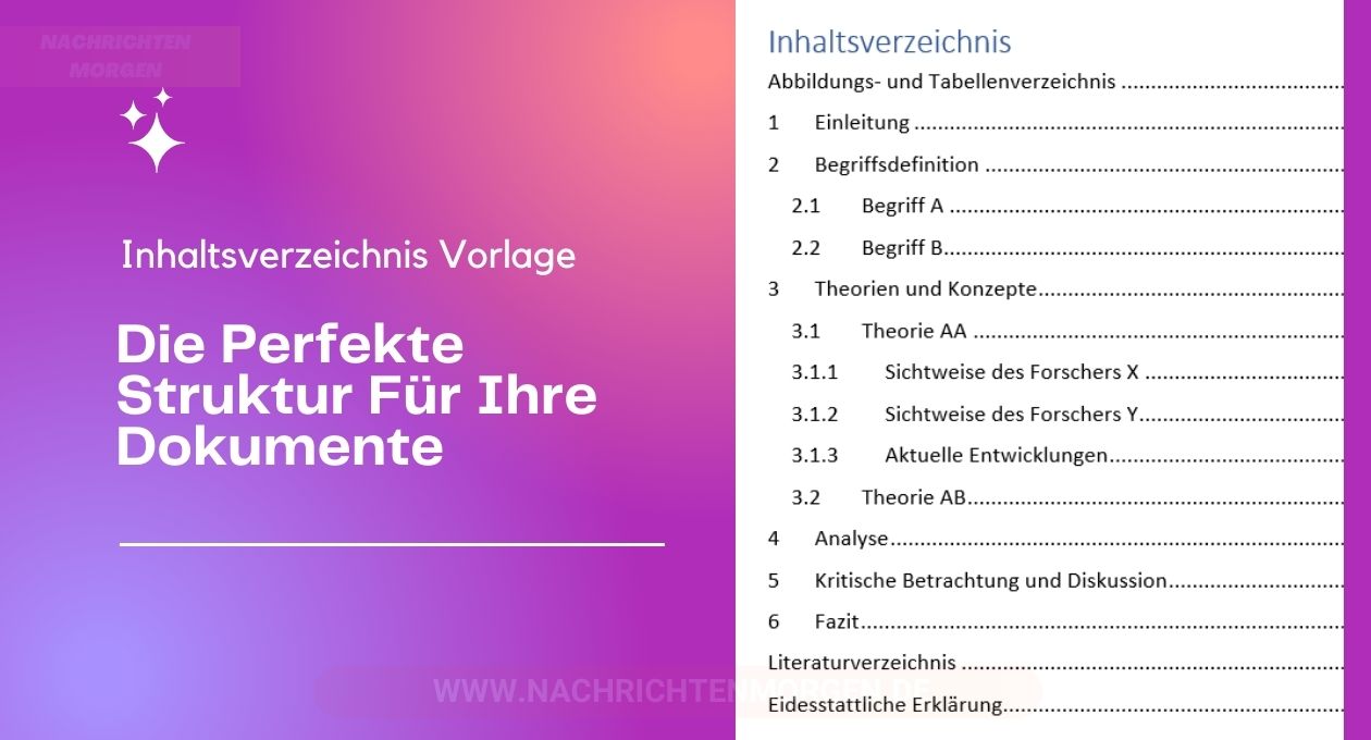 Inhaltsverzeichnis Vorlage